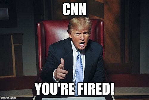 Donald Trump You're Fired | CNN; YOU'RE FIRED! | image tagged in donald trump you're fired | made w/ Imgflip meme maker
