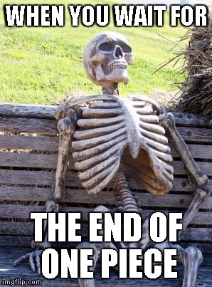 Waiting Skeleton | WHEN YOU WAIT FOR; THE END OF ONE PIECE | image tagged in memes,waiting skeleton | made w/ Imgflip meme maker
