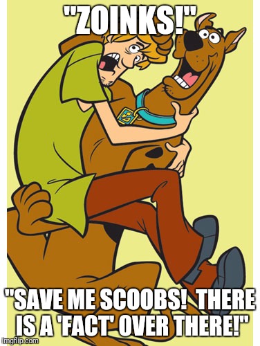 "ZOINKS!" "SAVE ME SCOOBS!  THERE IS A 'FACT' OVER THERE!" | made w/ Imgflip meme maker