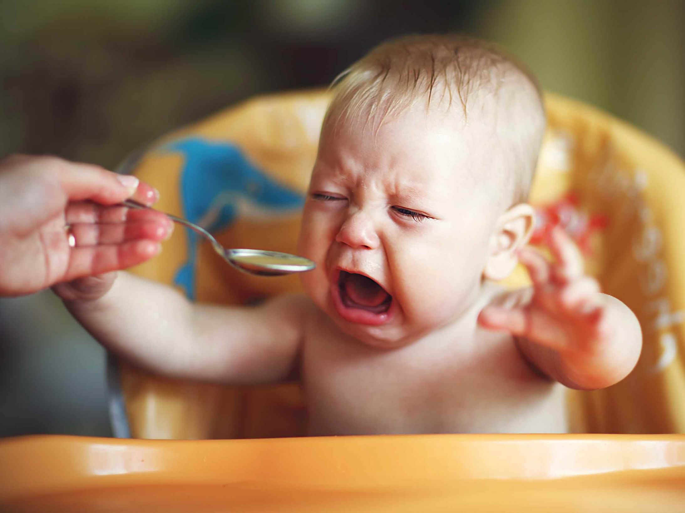 Baby crying over pureed veggies Blank Meme Template