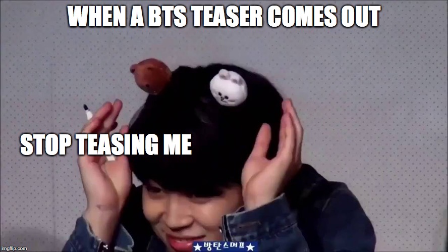 WHEN A BTS TEASER COMES OUT; STOP TEASING ME | image tagged in bts,teaser | made w/ Imgflip meme maker