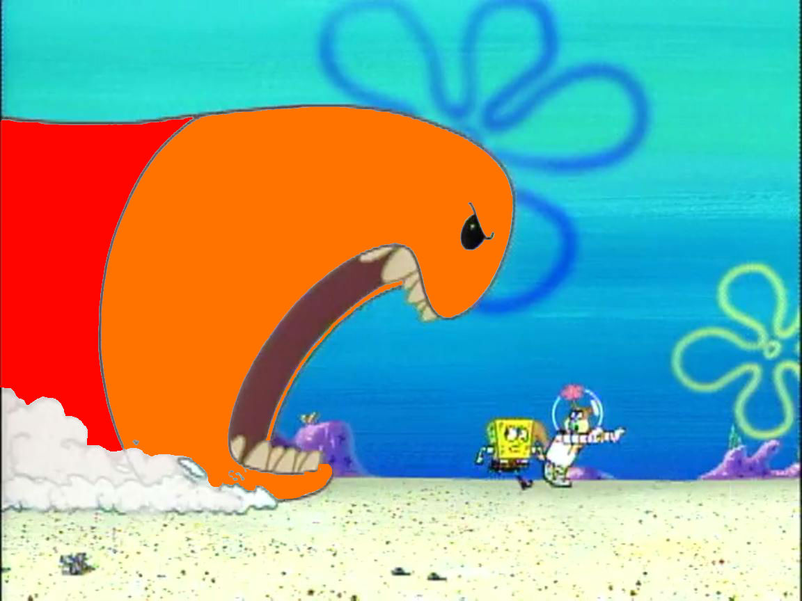 SpongeBob, Sandy and the (Rainbow) Worm Blank Meme Template