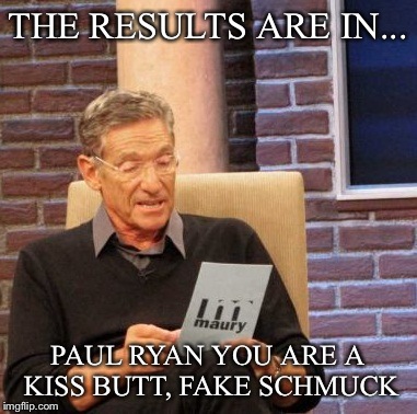 Maury Lie Detector | THE RESULTS ARE IN... PAUL RYAN YOU ARE A KISS BUTT, FAKE SCHMUCK | image tagged in memes,maury lie detector | made w/ Imgflip meme maker