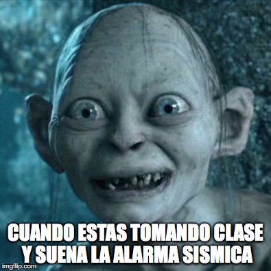 Gollum Meme | CUANDO ESTAS TOMANDO CLASE Y SUENA LA ALARMA SISMICA | image tagged in memes,gollum | made w/ Imgflip meme maker