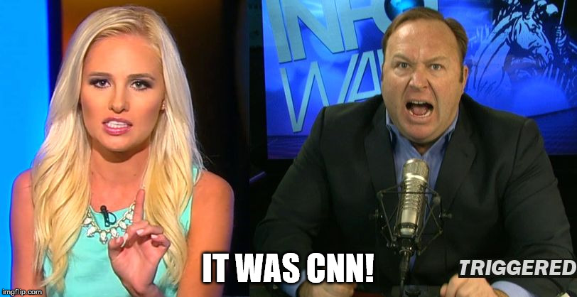 Triggered Conservative | IT WAS CNN! | image tagged in triggered conservative | made w/ Imgflip meme maker