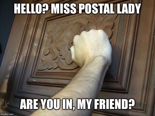 HELLO? MISS POSTAL LADY ARE YOU IN, MY FRIEND? | made w/ Imgflip meme maker