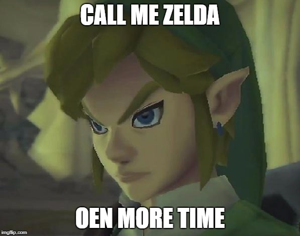 Angry Link | CALL ME ZELDA; OEN MORE TIME | image tagged in angry link | made w/ Imgflip meme maker