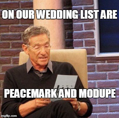 Maury Lie Detector | ON OUR WEDDING LIST ARE; PEACEMARK AND MODUPE | image tagged in memes,maury lie detector | made w/ Imgflip meme maker