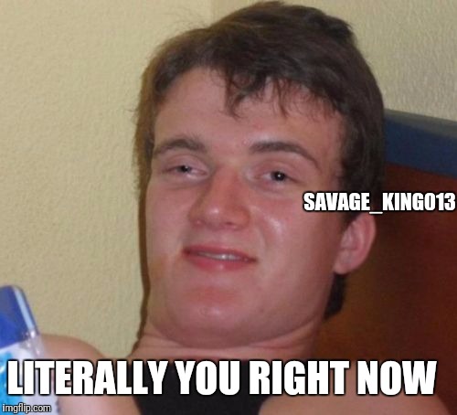 10 Guy | SAVAGE_KING013; LITERALLY YOU RIGHT NOW | image tagged in memes,10 guy | made w/ Imgflip meme maker