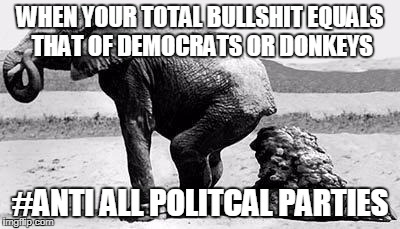 WHEN YOUR TOTAL BULLSHIT EQUALS THAT OF DEMOCRATS OR DONKEYS #ANTI ALL POLITCAL PARTIES | made w/ Imgflip meme maker