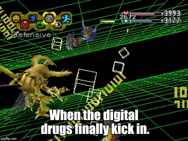 When the digital drugs finally kick in. | image tagged in dw_dg_dimension | made w/ Imgflip meme maker