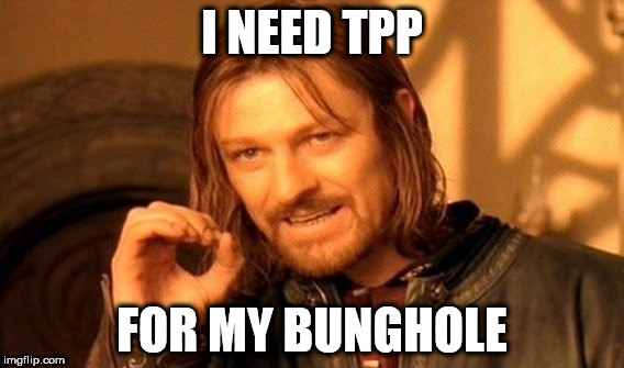 One Does Not Simply | I NEED TPP; FOR MY BUNGHOLE | image tagged in memes,one does not simply | made w/ Imgflip meme maker