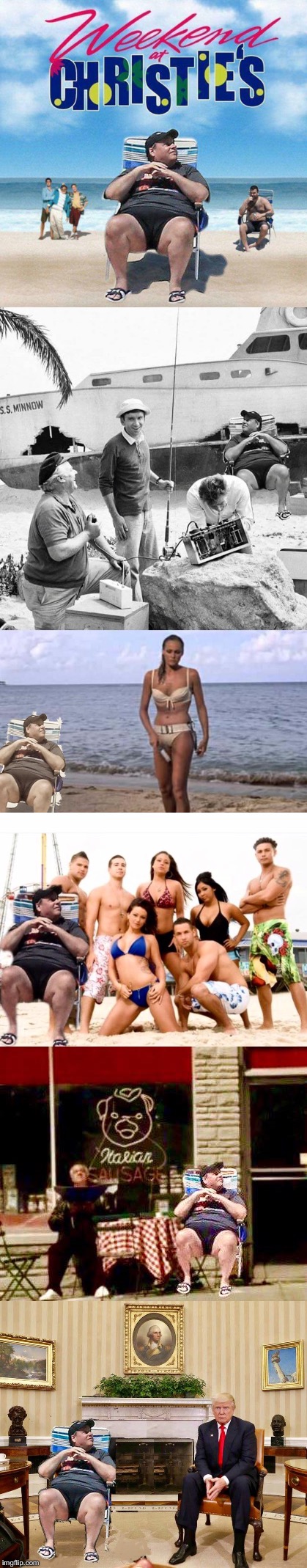 Beachgate | . | image tagged in chris christie,gilligan's island,007,sopranos,jersey shore,weekend at bernie's | made w/ Imgflip meme maker