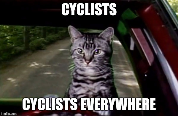 CYCLISTS CYCLISTS EVERYWHERE | made w/ Imgflip meme maker