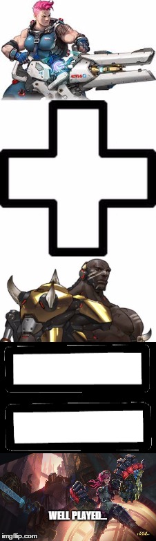 What if Zarya and Doomfist have a child? | WELL PLAYED... | image tagged in overwatch,league of legends,zarya,doomfist,vi | made w/ Imgflip meme maker