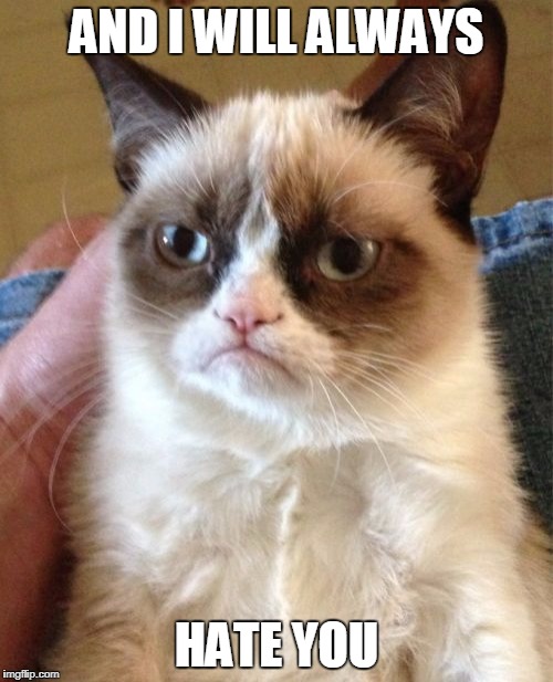 Whitney HATE-ston | AND I WILL ALWAYS; HATE YOU | image tagged in memes,grumpy cat | made w/ Imgflip meme maker