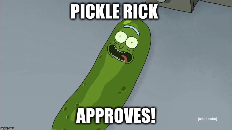 Pickle Rick | PICKLE RICK; APPROVES! | image tagged in pickle rick | made w/ Imgflip meme maker