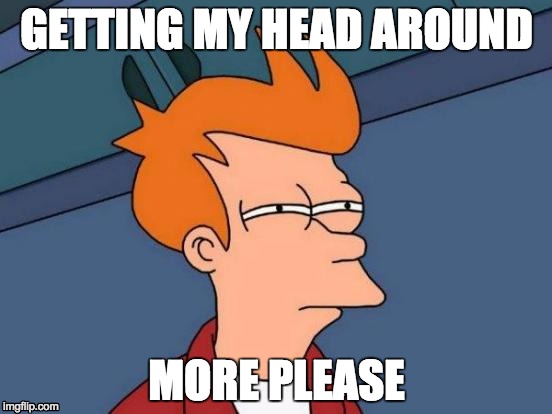 Futurama Fry | GETTING MY HEAD AROUND; MORE PLEASE | image tagged in memes,futurama fry | made w/ Imgflip meme maker