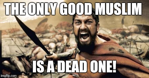 Sparta Leonidas Meme | THE ONLY GOOD MUSLIM; IS A DEAD ONE! | image tagged in memes,sparta leonidas | made w/ Imgflip meme maker