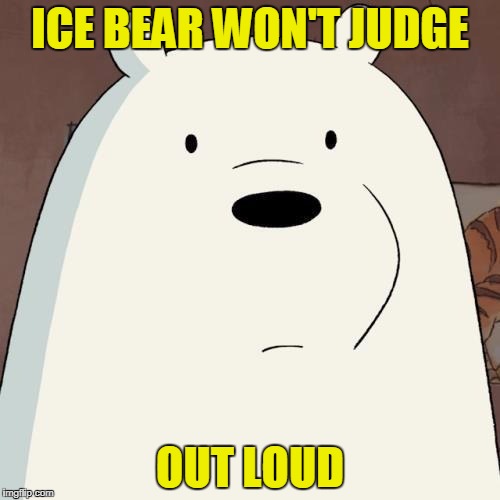 ICE BEAR WON'T JUDGE; OUT LOUD | image tagged in ice bear | made w/ Imgflip meme maker