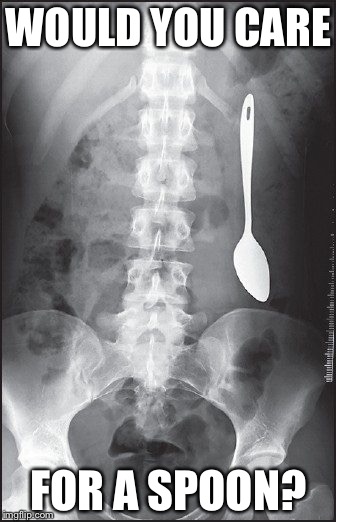 WOULD YOU CARE; FOR A SPOON? | image tagged in spoon,x-ray | made w/ Imgflip meme maker