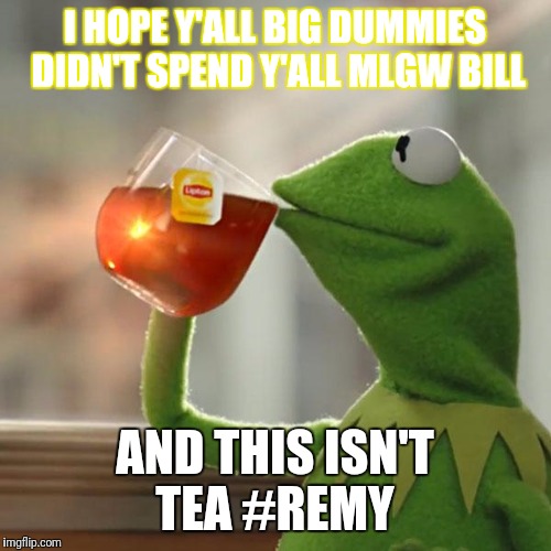 But That's None Of My Business Meme | I HOPE Y'ALL BIG DUMMIES  DIDN'T SPEND Y'ALL MLGW BILL; AND THIS ISN'T TEA #REMY | image tagged in memes,but thats none of my business,kermit the frog | made w/ Imgflip meme maker