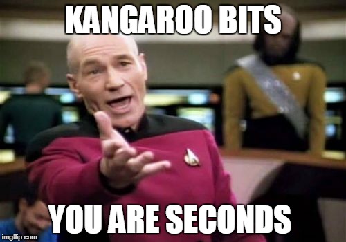 Picard Wtf Meme | KANGAROO BITS; YOU ARE SECONDS | image tagged in memes,picard wtf | made w/ Imgflip meme maker