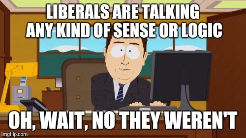 Aaaaand Its Gone | LIBERALS ARE TALKING ANY KIND OF SENSE OR LOGIC; OH, WAIT, NO THEY WEREN'T | image tagged in memes,aaaaand its gone | made w/ Imgflip meme maker