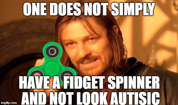 One Does Not Simply Meme | ONE DOES NOT SIMPLY; HAVE A FIDGET SPINNER AND NOT LOOK AUTISIC | image tagged in memes,one does not simply | made w/ Imgflip meme maker