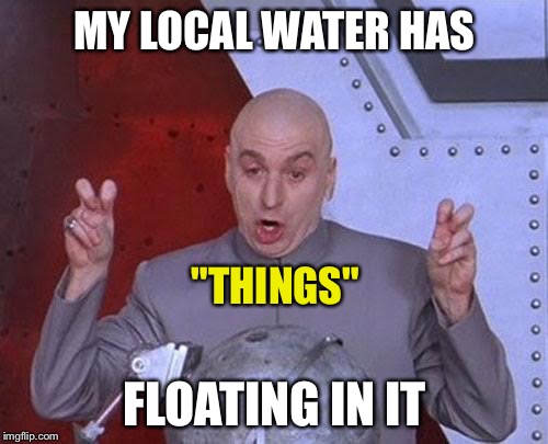 Dr Evil Laser Meme | MY LOCAL WATER HAS FLOATING IN IT "THINGS" | image tagged in memes,dr evil laser | made w/ Imgflip meme maker