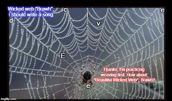 Oh what a wicked web we weave when first we practice to deceive. | c; Wicked web "Brawh"; I should write a song. e; I; d; v; E; Thanks, I'm practicing weaving first. How about: "Beautiful Wicked Web", Brawh? e | image tagged in osf,dehlin,mormon stories,tyler glenn | made w/ Imgflip meme maker