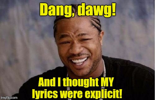 Yo Dawg Heard You Meme | Dang, dawg! And I thought MY lyrics were explicit! | image tagged in memes,yo dawg heard you | made w/ Imgflip meme maker