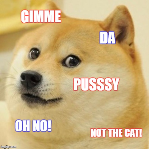 Doge Meme | GIMME; DA; PUSSSY; OH NO! NOT THE CAT! | image tagged in memes,doge | made w/ Imgflip meme maker