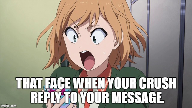 THAT FACE WHEN YOUR CRUSH REPLY TO YOUR MESSAGE. | image tagged in anime | made w/ Imgflip meme maker
