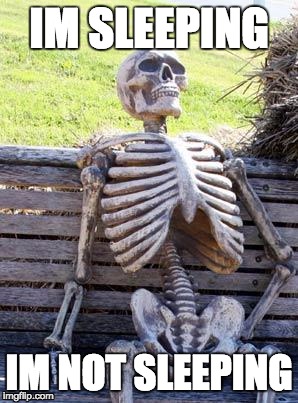 Waiting Skeleton | IM SLEEPING; IM NOT SLEEPING | image tagged in memes,waiting skeleton | made w/ Imgflip meme maker
