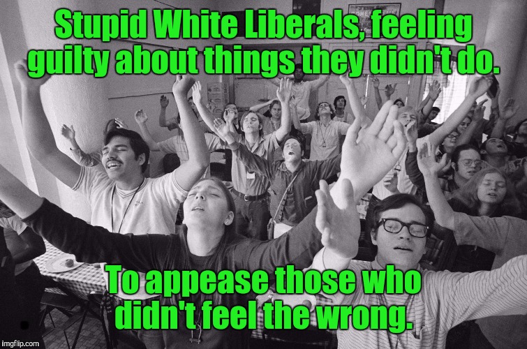 Found a use for the template. Thank you Dash Hopes.  | Stupid White Liberals, feeling guilty about things they didn't do. To appease those who didn't feel the wrong. | image tagged in funny meme,white liberals,sorry,wrong,dashhopes,custom template | made w/ Imgflip meme maker