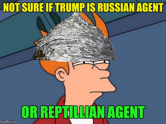 Futurama Fry Meme | NOT SURE IF TRUMP IS RUSSIAN AGENT; OR REPTILLIAN AGENT | image tagged in memes,futurama fry | made w/ Imgflip meme maker