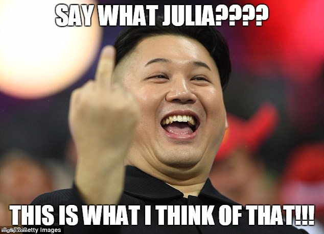SAY WHAT JULIA???? THIS IS WHAT I THINK OF THAT!!! | image tagged in kim | made w/ Imgflip meme maker