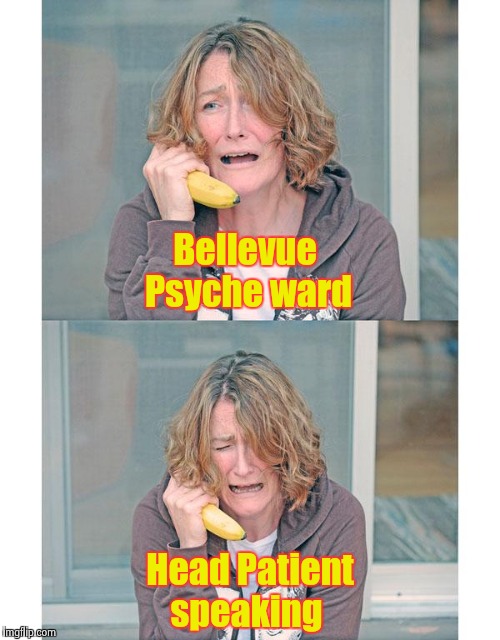 Just make the ringing stop ! | Bellevue Psyche ward; Head Patient speaking | image tagged in bad news banana phone,psycho | made w/ Imgflip meme maker
