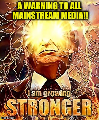Trump Rising | A WARNING TO ALL MAINSTREAM MEDIA!! | image tagged in trump rising,memes | made w/ Imgflip meme maker