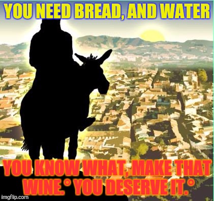 YOU NEED BREAD, AND WATER YOU KNOW WHAT, MAKE THAT WINE.° YOU DESERVE IT.° | made w/ Imgflip meme maker