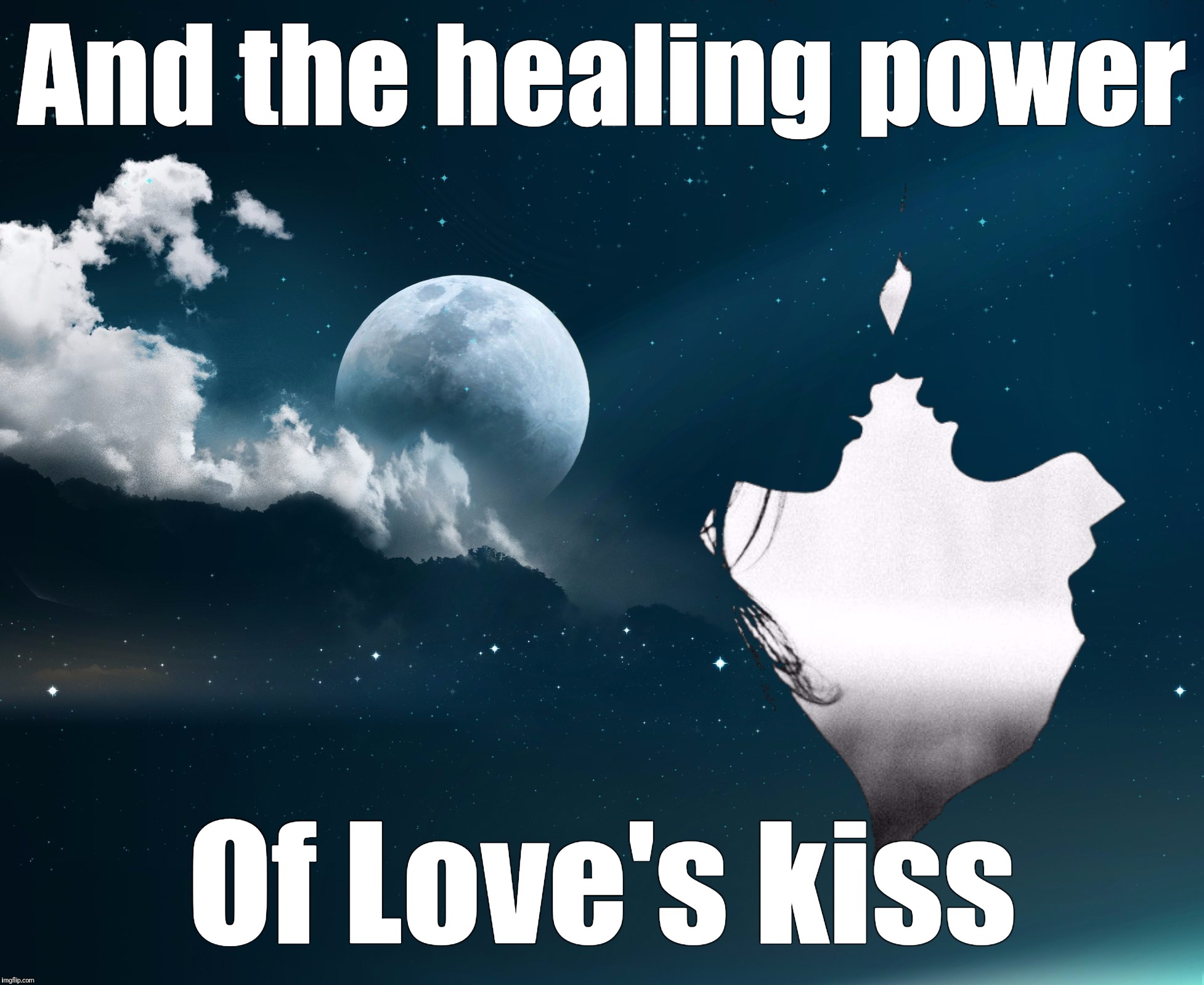 And the healing power Of Love's kiss | image tagged in moonlight kiss | made w/ Imgflip meme maker