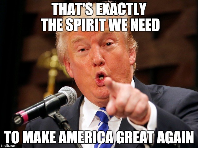 Trump You! | THAT'S EXACTLY THE SPIRIT WE NEED TO MAKE AMERICA GREAT AGAIN | image tagged in trump you | made w/ Imgflip meme maker