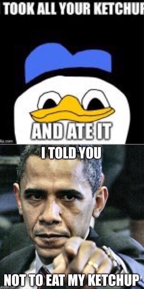 It's all about ketchup. Nothing else | image tagged in memes,obama,dolan duck,ketchup | made w/ Imgflip meme maker