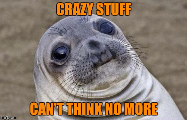 Awkward Moment Sealion Meme | CRAZY STUFF CAN'T THINK NO MORE | image tagged in memes,awkward moment sealion | made w/ Imgflip meme maker