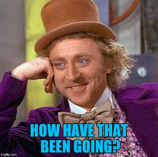 Creepy Condescending Wonka Meme | HOW HAVE THAT BEEN GOING? | image tagged in memes,creepy condescending wonka | made w/ Imgflip meme maker
