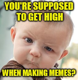 Skeptical Baby Meme | YOU'RE SUPPOSED TO GET HIGH WHEN MAKING MEMES? | image tagged in memes,skeptical baby | made w/ Imgflip meme maker