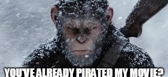 War for the Planet of the Apes | YOU'VE ALREADY PIRATED MY MOVIE? | image tagged in war for the planet of the apes | made w/ Imgflip meme maker