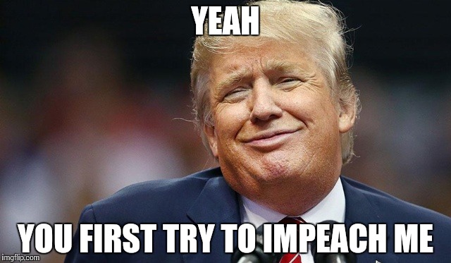 Trump Oopsie | YEAH YOU FIRST TRY TO IMPEACH ME | image tagged in trump oopsie | made w/ Imgflip meme maker