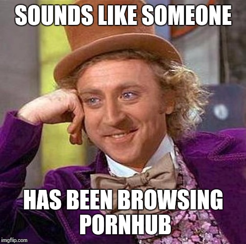 Creepy Condescending Wonka Meme | SOUNDS LIKE SOMEONE HAS BEEN BROWSING PORNHUB | image tagged in memes,creepy condescending wonka | made w/ Imgflip meme maker